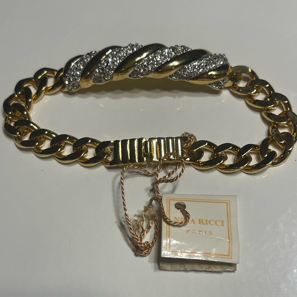 🌹 NINA RICCI Twisted Gold and Silver Bracelet 🌹